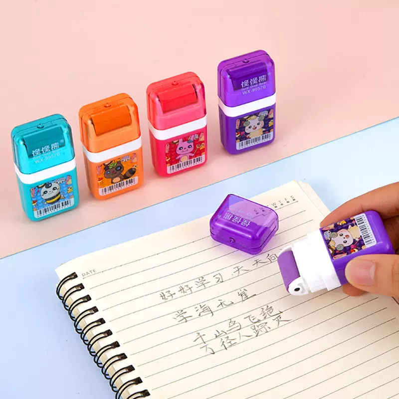 创意滚轮滚动橡皮擦可爱动物除屑橡皮擦小学生儿童卡通文具用品