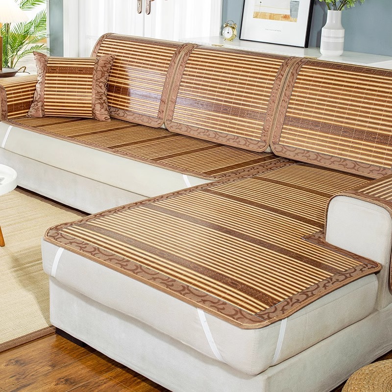 Estera de bambú cojín de sofá cojín de verano 2025 nueva sensación fría simple y moderna funda de sofá antideslizante tela de cubierta