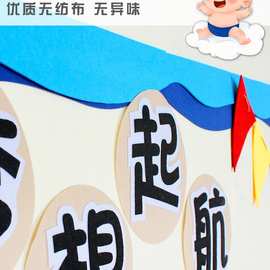 边框装饰条黑板报展板班级教室布置蓝色无纺布环创主题墙文化墙贴