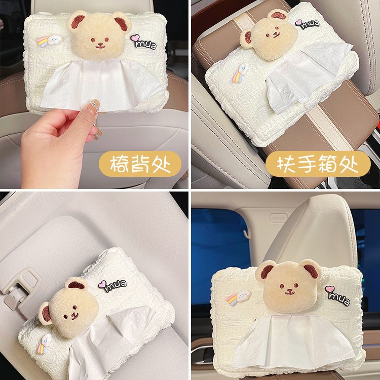 Caja de toallas de automóvil encantadora sensación de alto nivel de automóvil extracción de papel bolsa colgante brazalete sombrilla toallas de papel decoración interior