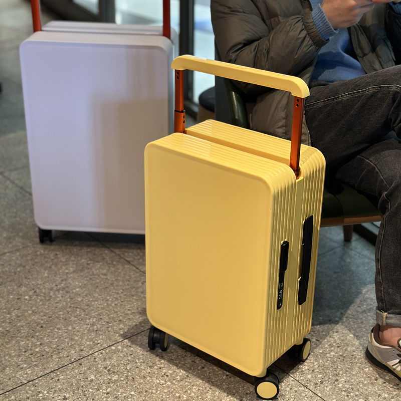 Center-Mounted Wide Handle 24inch Expandable Women's Suitcase 20inch Pc Carry-On Password Lock Suitcase Travel Case for Men