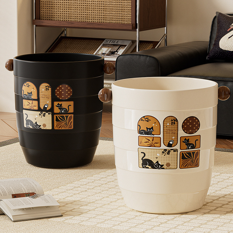 Medieval Style Trash Can for Home Use 2025 New Style Living Room Accessible Luxury Large Capacity High-Value Bedroom Trash Can Waste Paper Basket