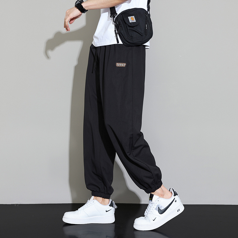 褲子男束腳褲2025新款夏季寬鬆青少年運動九分褲闊腿男生休閒褲