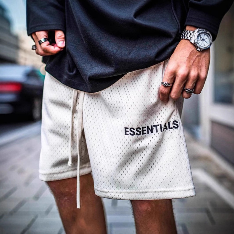 Fog Export Essentials Mesh Drawstring Fg Shorts Men's High Street Loose Five-Quarter Pants Men's Versatile Summer