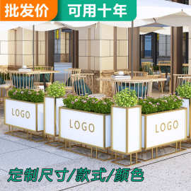 北欧简约花箱日式禅意花盆侘寂风花盆奶油风花架民宿同款金属花池