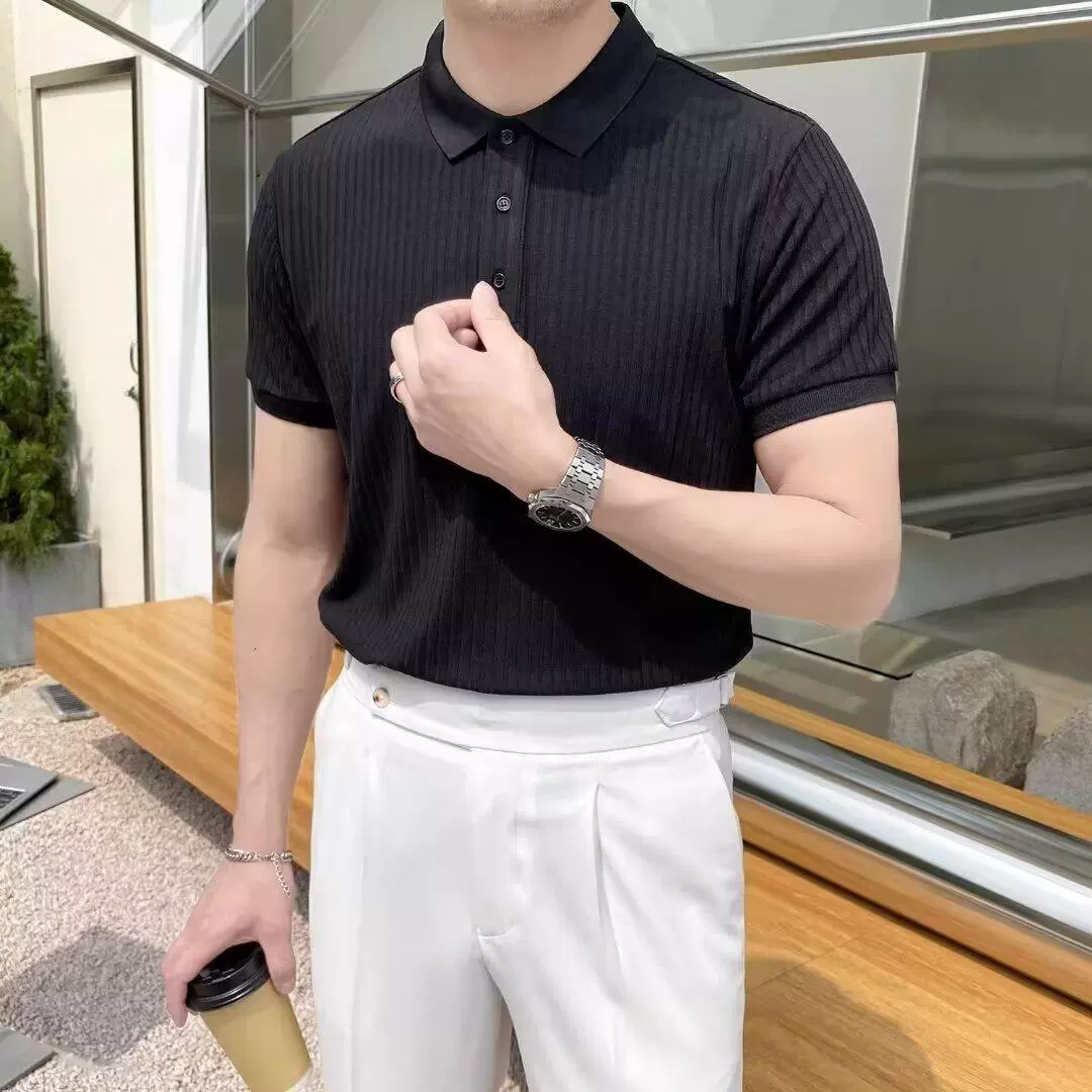 Футболка с короткими рукавами, модная дышащая универсальная поло, slim fit