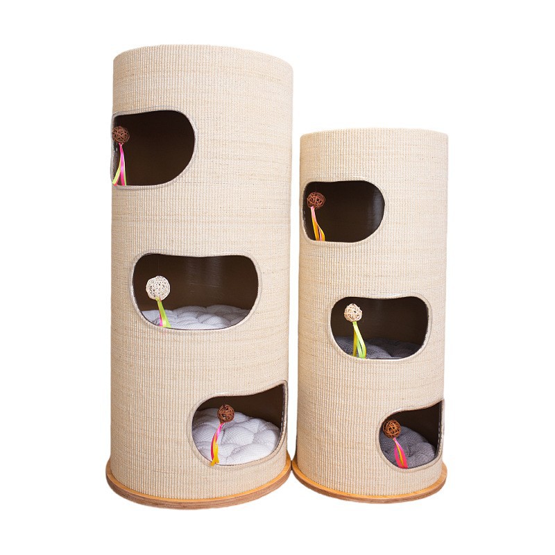 Cuatro estaciones general barril de seda caliente gato nido tejido tubo de gato de verano gato escalada marco de escalada de gato cerrado