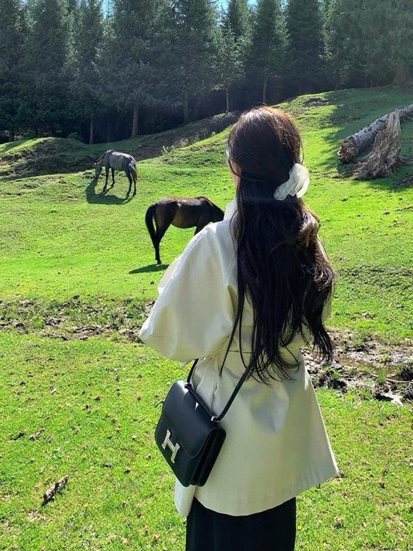 白色相簿 早秋韩系风衣外套女短款英伦风上衣立领尤莱特|undefined