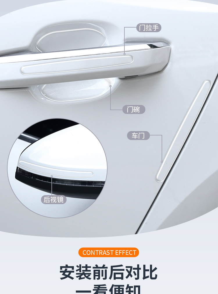 New Car Anti-Collision Strip Door Handle Anti-Collision Protective Sticker Door Bowl Protective Film Transparent Invisible Adhesive