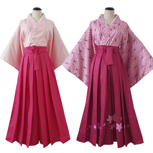 Demon Slayer Cosplay Costume: Tanjiro Kamado, Inosuke Hashibira, Nezuko Kamado, Fujiwara no Gekkou, and Togakushi Mitsuuri Kimono Set