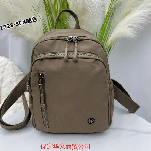 Multicoloured fashionable backpack, nylon universal bag with zipper