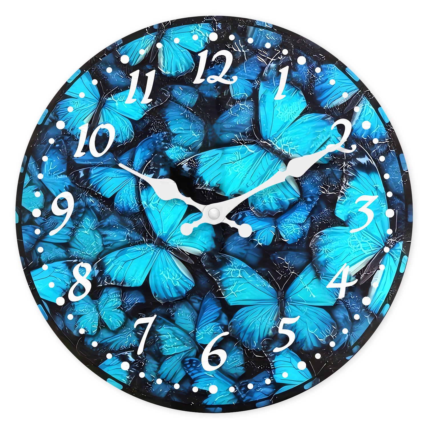 2D sin marco pintura flor reloj de pared redondo de 10 pulgadas reloj electrónico minimalista creativo hogar escaneo segundo reloj de venta caliente transfronteriza