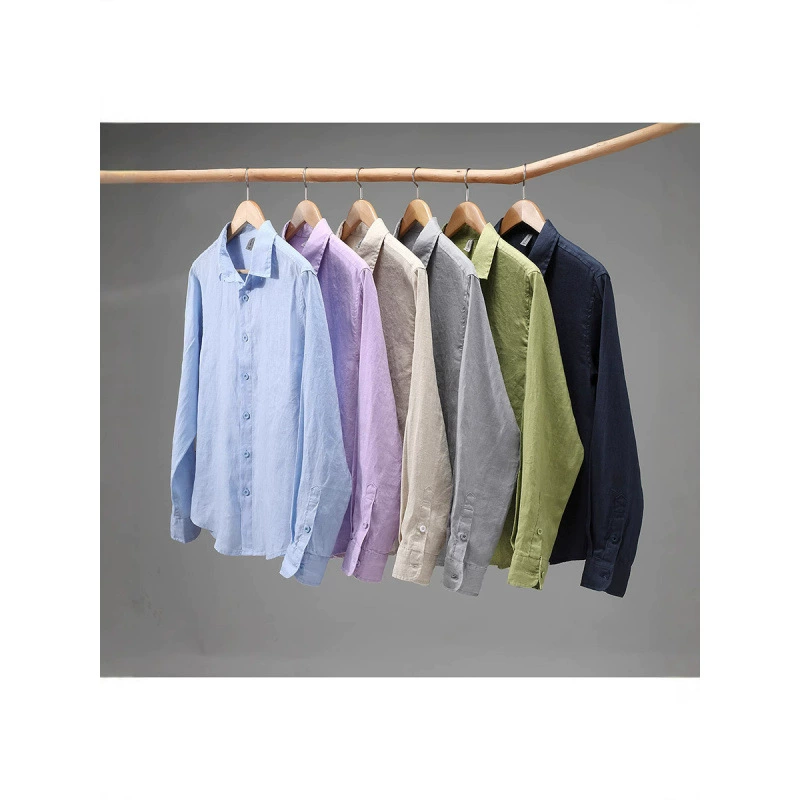 G185 премиум-класса чистая льняная мужская рубашка весной и летом повседневная лацканная рубашка большого размера свободная дикая одежда прилив
