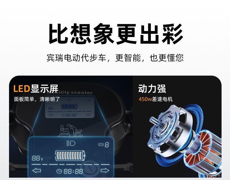 Electric Four-Wheeler for the Elderly, Household Dual-Seater Mobility Scooter for Disabled People, Foldable Small Electric Vehicle