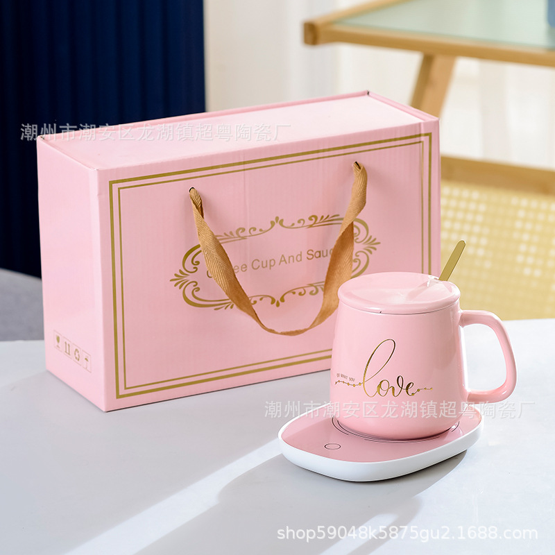 Taza de cerámica regalo de alta apariencia Calefacción Automática 55 grados taza de temperatura constante taza caliente logotipo impreso para la entrega