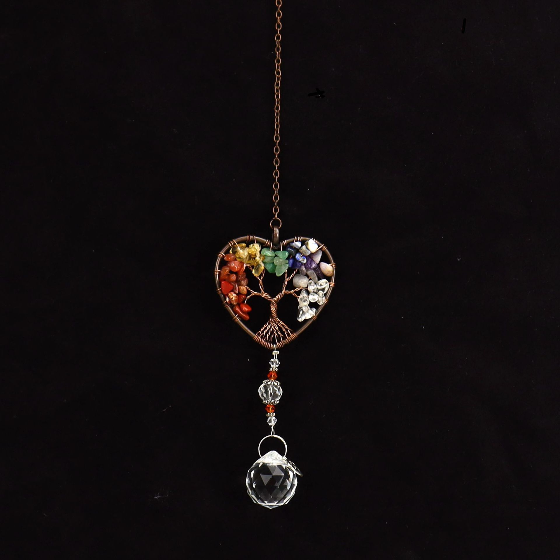 Amazon Venta caliente natural grava vida árbol cristal colgante cristal Navidad decoración sol catcher colgante G06