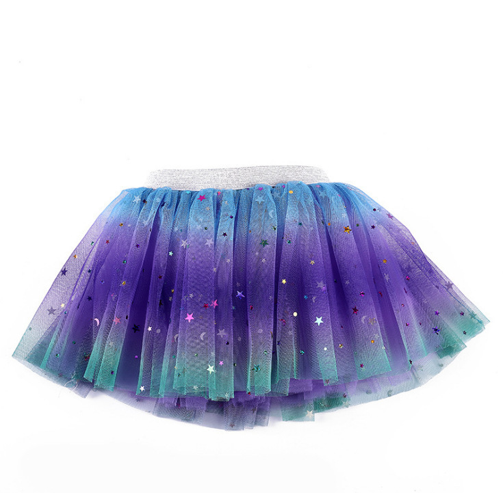 新しい子供の薄い紗の五角星の虹のスカートの網の糸の王女のスカートの欧米の子供服のショーのスカートのtuu|undefined