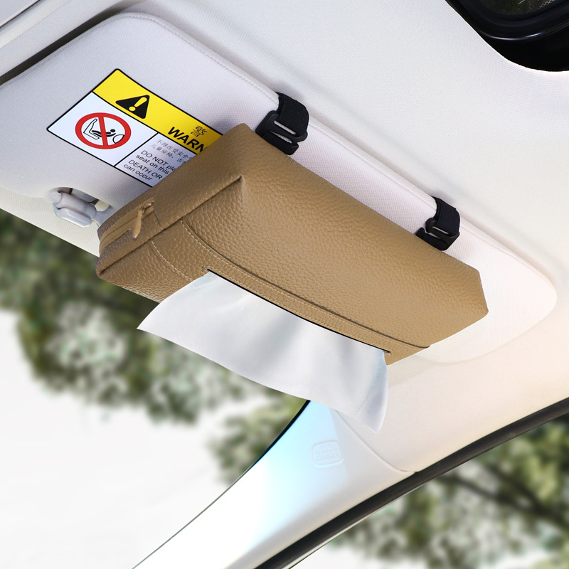 KAKTUS – Car tissue box/set Visor Tissue - milk-tea-brown-sun-visor-tissue-box-clip-on