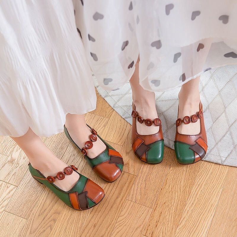First-layer cowhide women's shoes, spring and autumn 2022 model, flat-soled mom shoes, non-slip, large size, genuine leather, soft sole, rubber sole single shoes