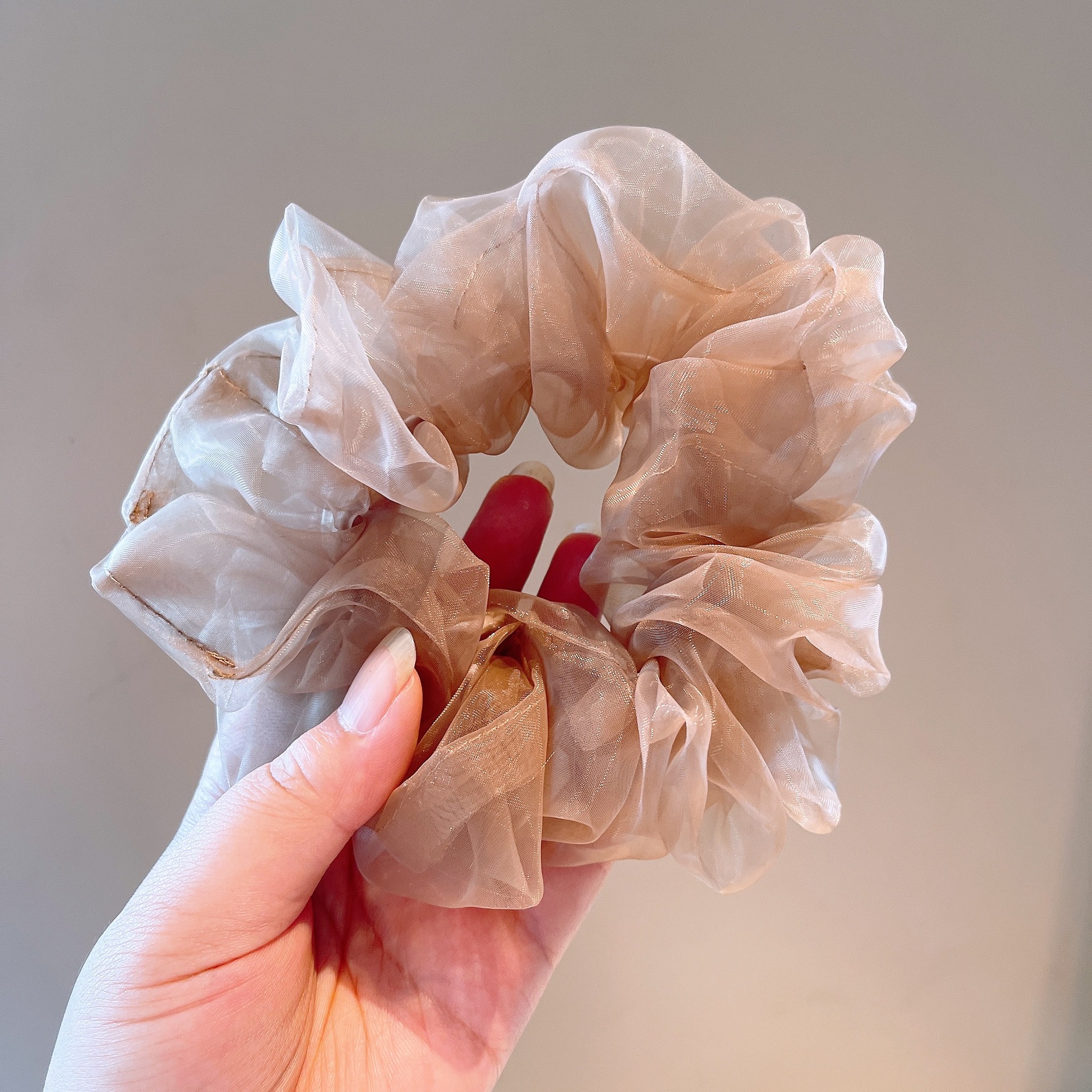 8g Weight Festival Occasion Organza Material Geometric Pattern Women'S Gender Retro Style Khaki, White, Black Color Retro Organza Polka Dot Hair Scrunchies Wholesale Nihaojewelry 4