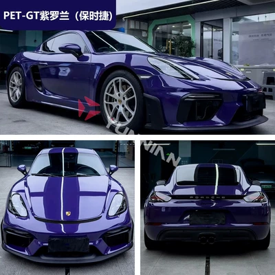 Auto Color Change Film – Cross-Border Wholesale Stickers - pet-gt-violet-porsche-15216m