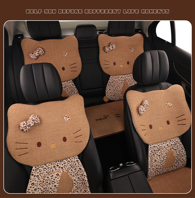 Car Seat Cushion for All Seasons, Side-Mounted, Reverse-Wrapped Kt Summer Cushion, Breathable, Non-Slip, Cartoon Seat Cushion, Five-Seater Car Seat Cover