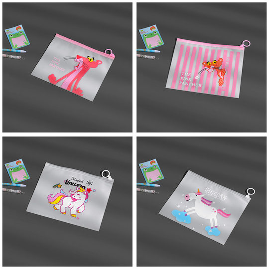 Spot matte beauty pull ring bag student stationery pencil transparent plastic ring zipper travel storage packaging bag