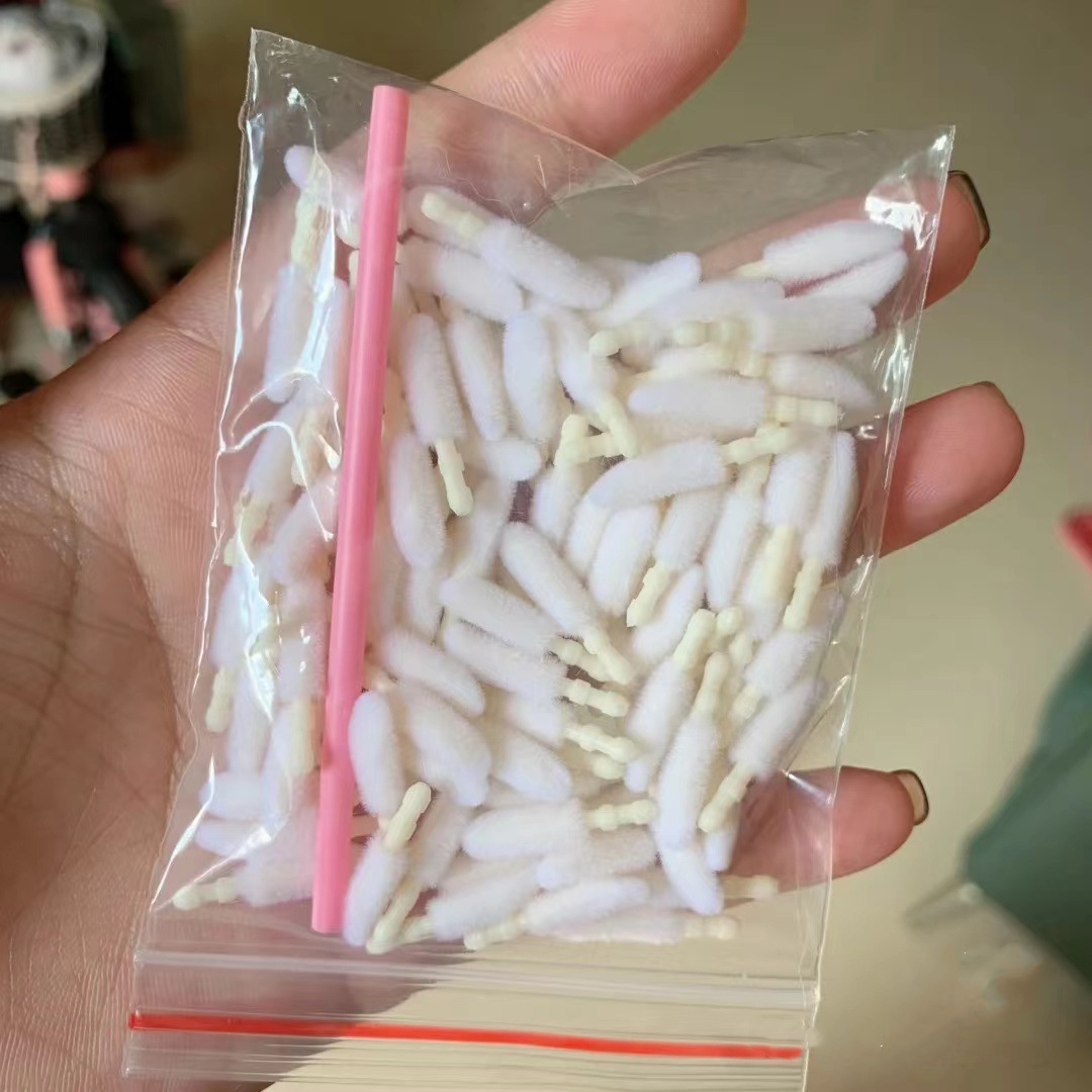 一次性植绒唇刷替换头送杆子小红书口红刷替芯唇釉化妆清洁棉头