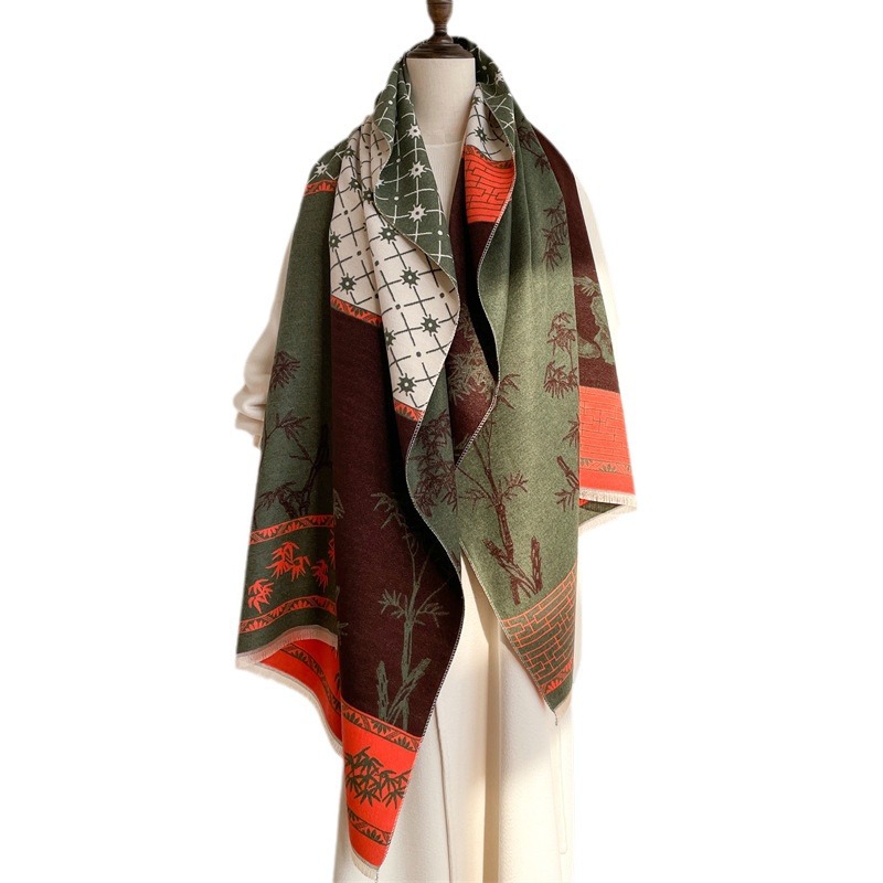 Retro etnický šál, jeseň a zima, nový obojstranný kašmírový teplý šál, zahustený obojstranný dámsky šál_voghion.com