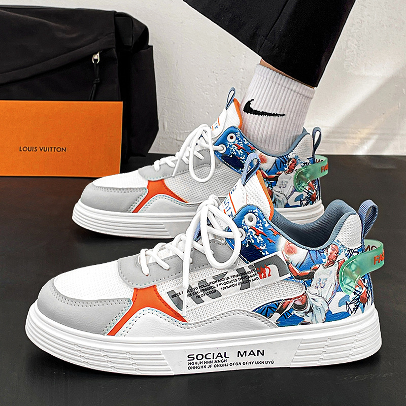 小白鞋男款2024新款夏季透氣薄款網鞋休閒潮流百搭運動青少年板鞋