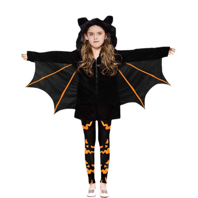 Halloween Children's Cape Costume Witch Bat Skeleton Cosplay Clothes 2022 New Model Cross-Border