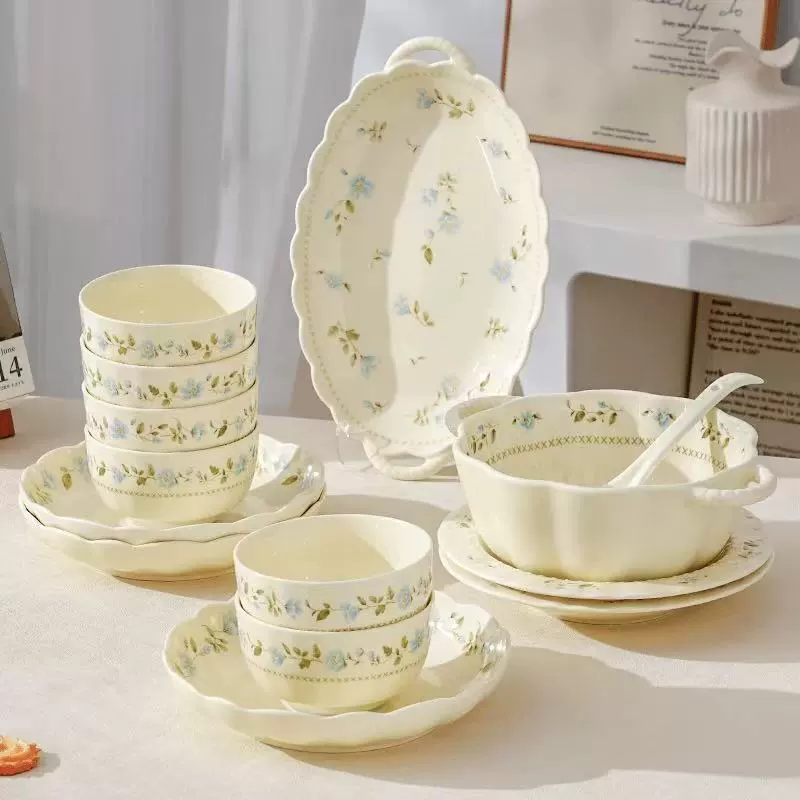 Cream high quality tableware, ceramic set, soup bowl