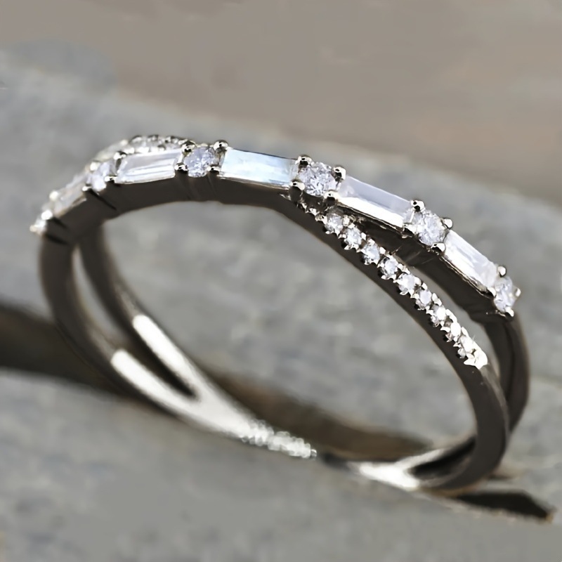 Inlay Design Copper Inlay Geometric Zircon Rings