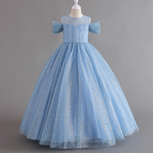 Cross-border girl's high-end dress, off-shoulder children's dress, ballgown princess dress, runway piano performance evening dress