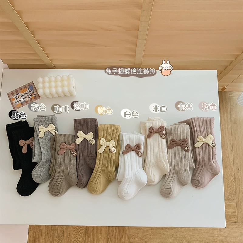 Детские осенние л leggings, брюки с бантом, колготки, носки
