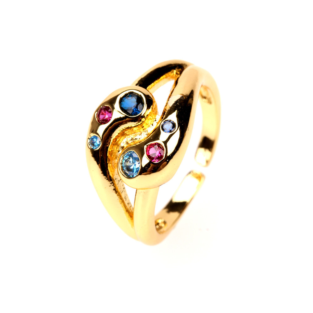 Européen Et Américain Rétro Coeur Cuivre Diamant Pêche Coeur Index Ouvert Bague display picture 4