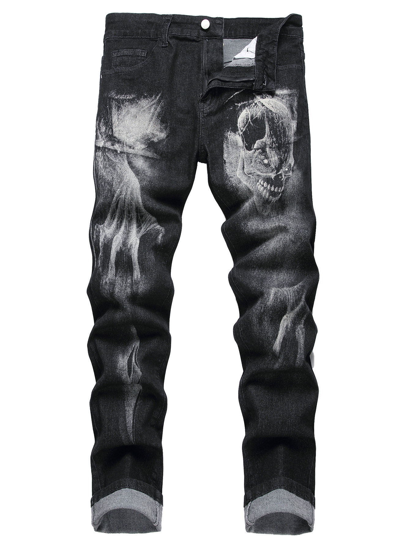 Cross-Border hombres 3D impreso stretch jeans personalidad patrón de moda casual hombres slim fit pantalones de mezclilla