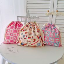 KT凯蒂猫布艺束口收纳袋袋杂物化妆品收纳手作装饰袋抽绳旅行便携