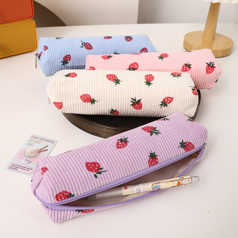 Forest Strawberry Pencil Bag, Fresh and Cute Ins Girl Student Large Capacity High-Looking Girl Heart Stationery Storage Bag Forest Strawberry Pencil Bag, Fresh and Cute Ins Girl Student Large Capacity High-Looking Girl Heart Stationery Storage Bag