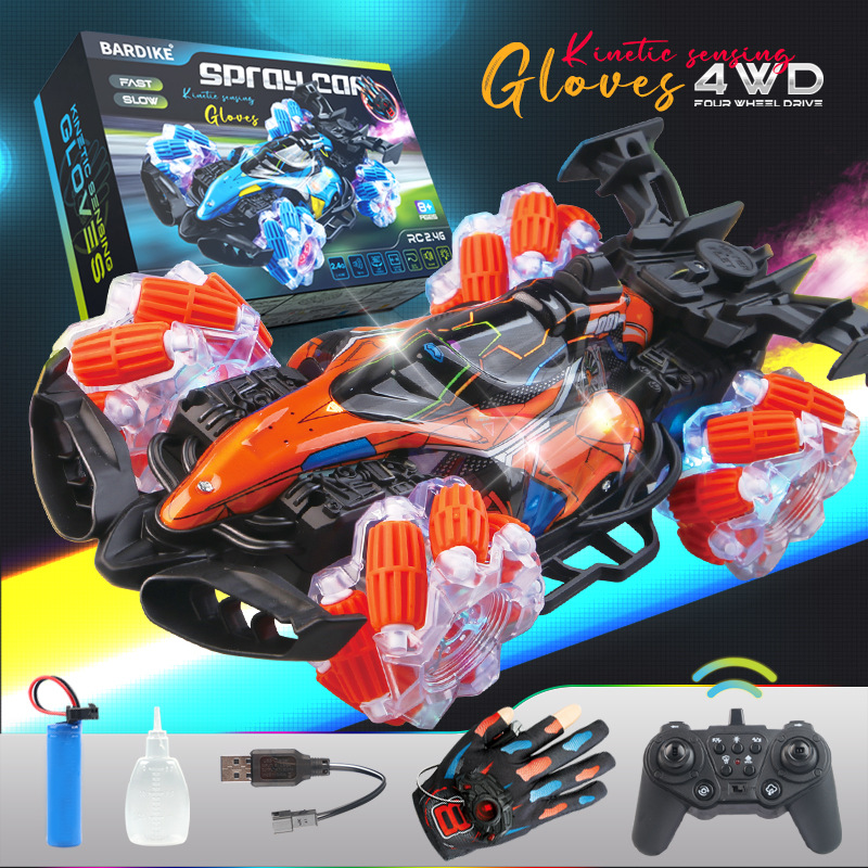 Trucos transfronterizos más vendidos Drift 4WD 2.4G control remoto spray gestos guantes de inducción control remoto coche de carreras de luz y sonido