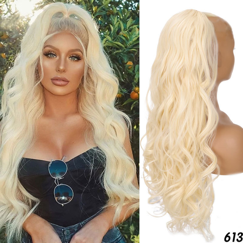 Perücke Pferdeschwanz Druckschlauch Kordelzug Pferdeschwanz Damen Big Wave Curly Kordelzug Pferdeschwanz_voghion.com