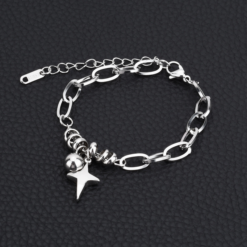 Titanium Steel Bracelet Cross Star Ball Handmade Niche Design Light Luxury Exquisite High-end Sense Neutral Men's and Women's Bracelet Gift