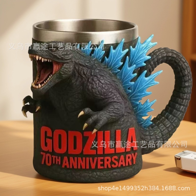 跨境新品哥斯拉马克杯树脂工艺品万圣节创意桌面摆件高级感小众|undefined