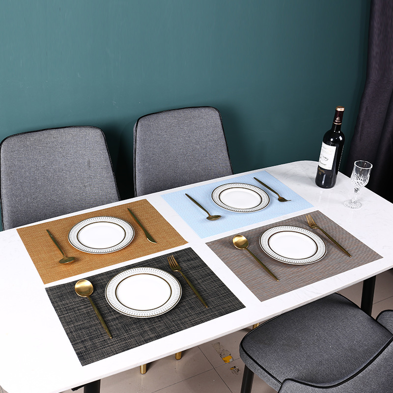 Color Household Dining Table Tableware Mat Thickened Woven pvc Placemat Heat Insulation Mat Hotel Restaurant Western Food Mat Coaster Mat