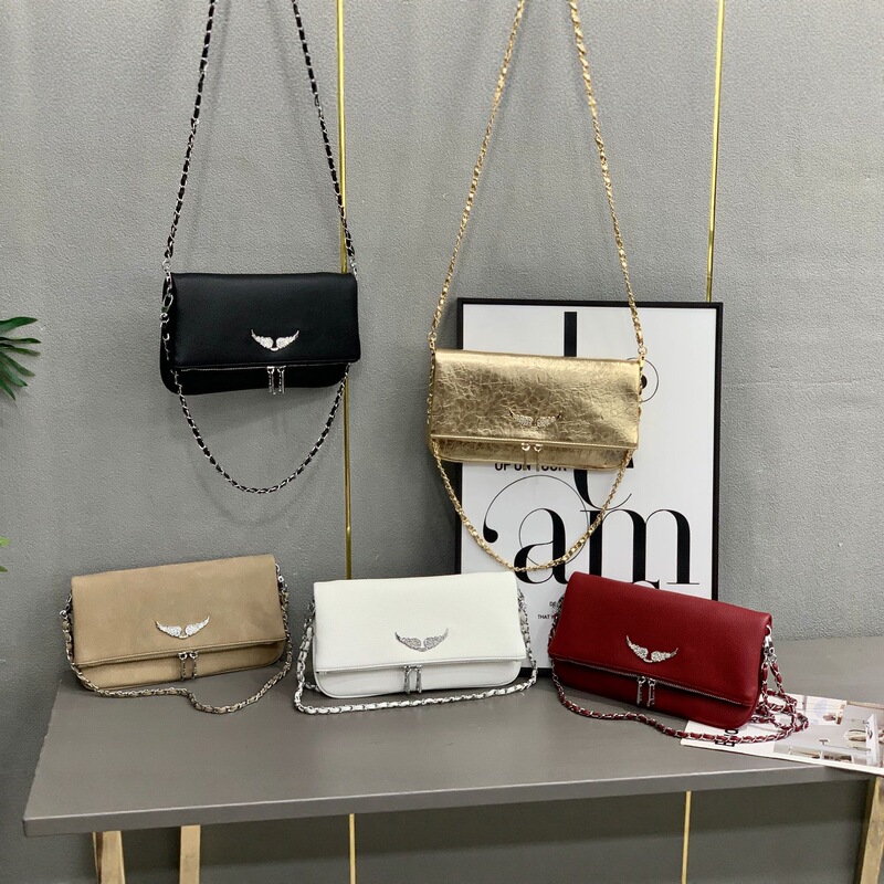 2025 New Zv Women's Bag Chain Diamond Wing Envelope Bag Fashionable Versatile One-Shoulder Cross-Body Small Square Bag