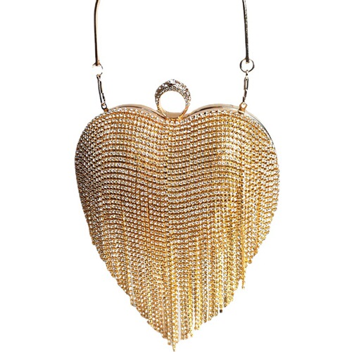 New Love Bag Women's Tassel Diamond Clutch Cheongsam Wedding Heart Dinner Bag
