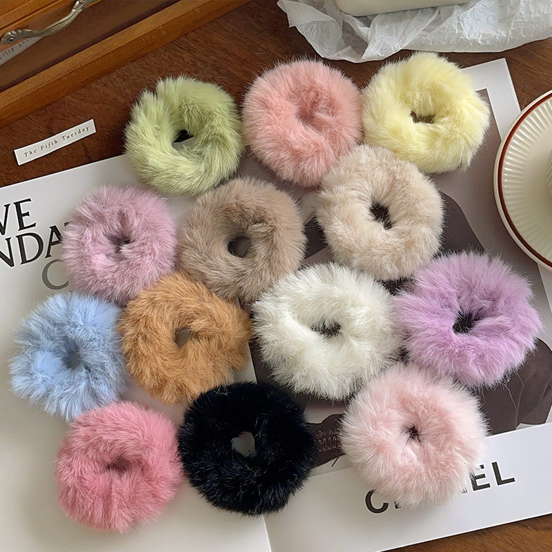 Otoño e invierno felpa intestino grueso banda de pelo hembra Corea del Sur red Alta Cola de Caballo cuerda de pelo lazo de pelo banda de goma pelota cuerda de pelo