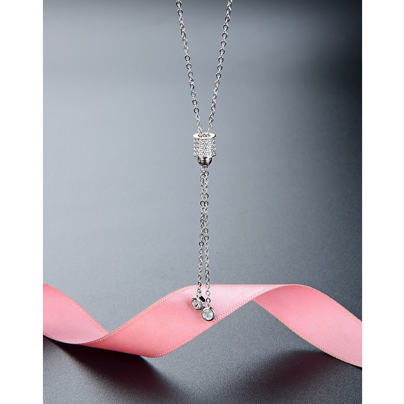 Con incrustaciones de circón oro pequeña cintura s925 Collar de plata estilo japonés y coreano personalidad creativa Cadena de clavícula femenina Fuente de fábrica al por mayor