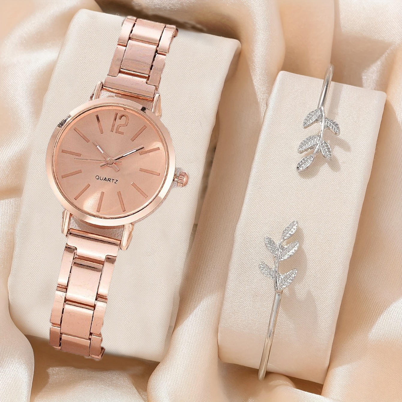 Reloj de mujer correa de acero temperamento reloj de pulsera de moda simple moda reloj de cuarzo conjunto de pulsera image 29