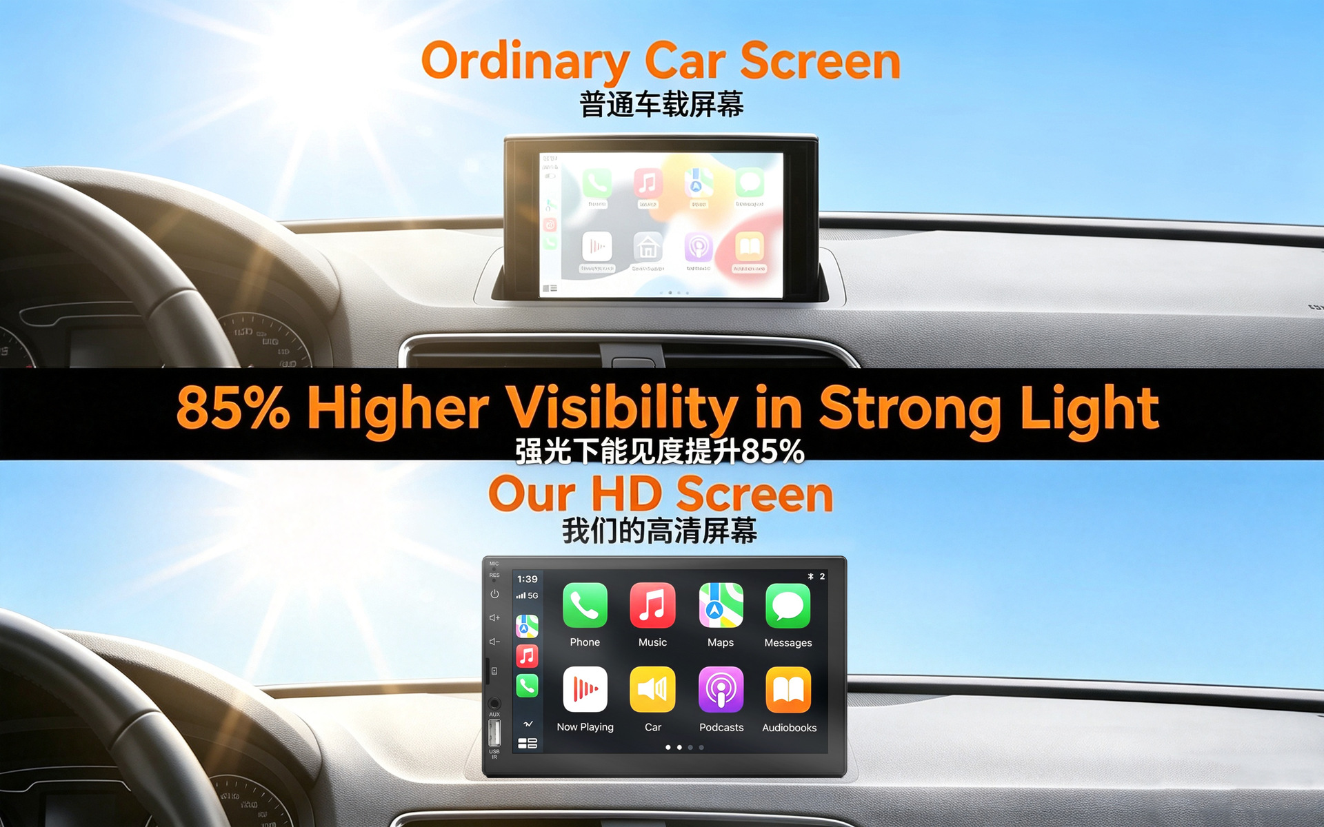 7inch High-definition car MP5 player with capacitive touch screen, Carplay, Bluetooth calling, and reverse camera 7